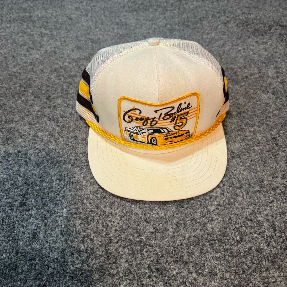 Geoff Bodine Three Stripe Throwback Brand Trucker Hat Levi Garrett Tobacco